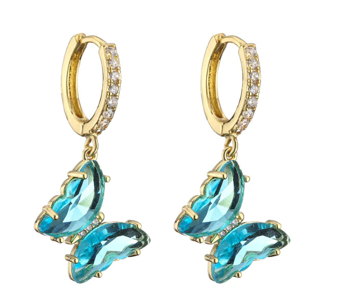 Sweet Fresh Style Butterfly Earrings with Diamonds
