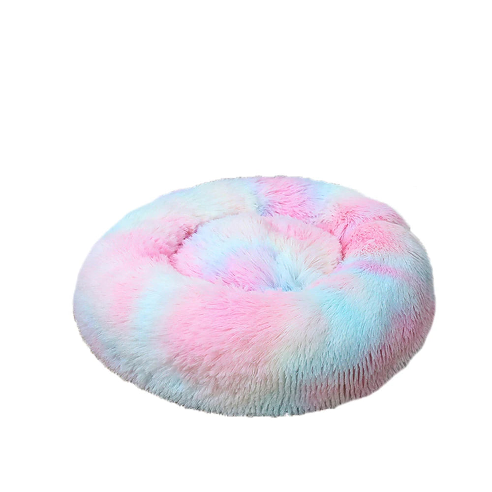 Donut Dog Bed Warm Soft Long Plush Pet bed For Samll Large Dog House Cat Calming Beds Washable Winter Kennel Sofa Cushion Mat