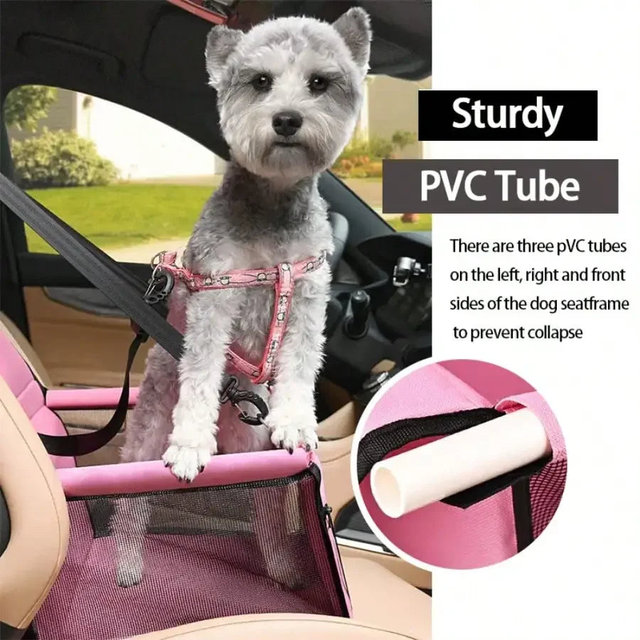 Small Dogs Cats Portable Foldable Pet Car Seat Carrier Durable Polyester Mesh Window Easy to Disassemble Travel Safety Pet Car