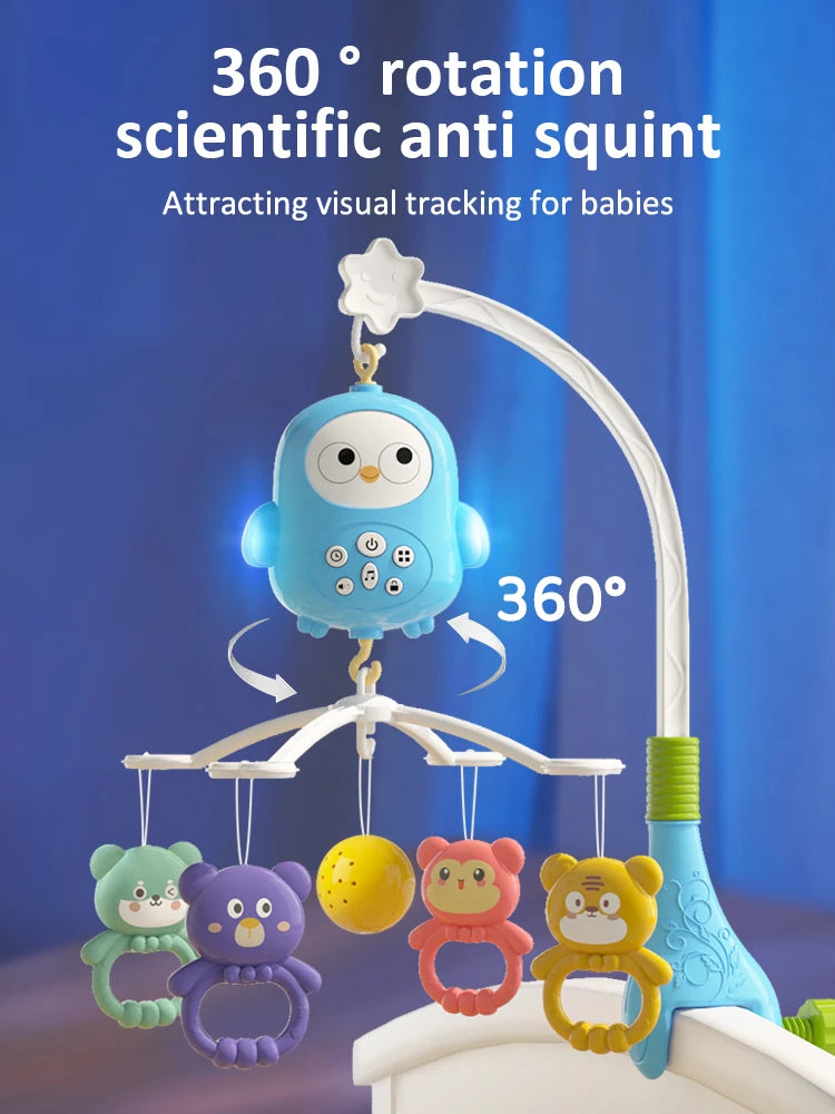 Baby Music Rotating Bed Bell Toy Cute Owl Shape Modern Baby Hanging Rattle Music Bedside Bell Toy Holiday Gift