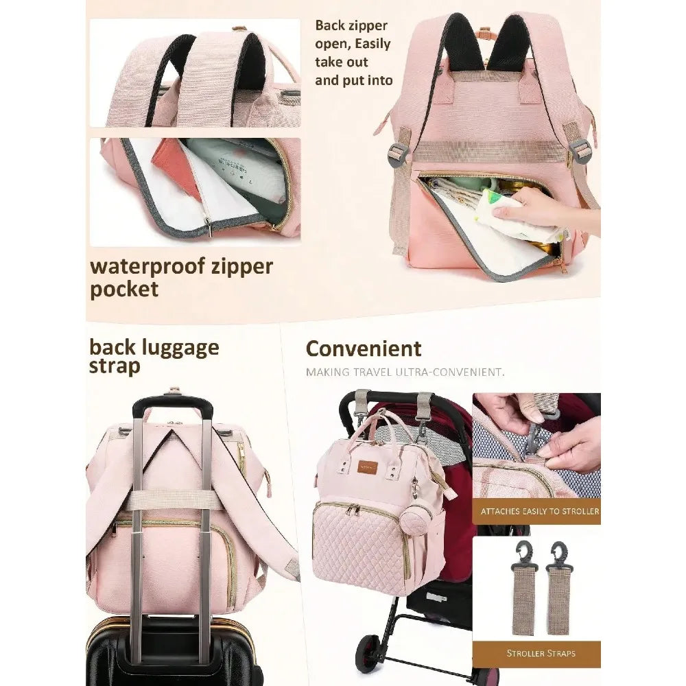 Diaper Bag Backpack With Changing Pad Pacifier Case, Baby Bag for Boy Girl Toddler Waterproof Travel Diaper Bag for Mom