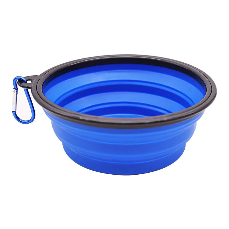 Dogs Feed Supplies Folding Silicone Bowl Portable Puppy Water Container with Carabiner Folding Cats Bowl Travel Pets Accessories