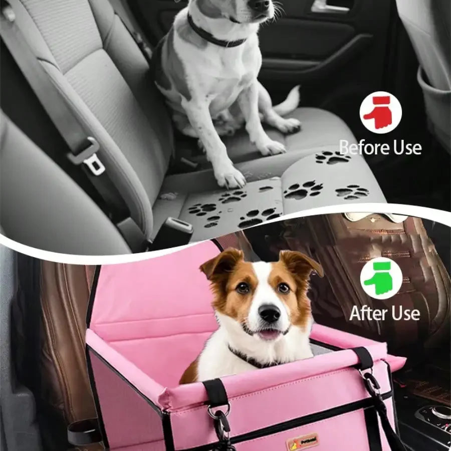 Small Dogs Cats Portable Foldable Pet Car Seat Carrier Durable Polyester Mesh Window Easy to Disassemble Travel Safety Pet Car