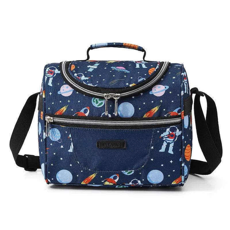 New Cartoon Printing Tote Cooler Lunch Bags Portable Outdoor Picnic Office School Insulation Bag with Shoulder Strap