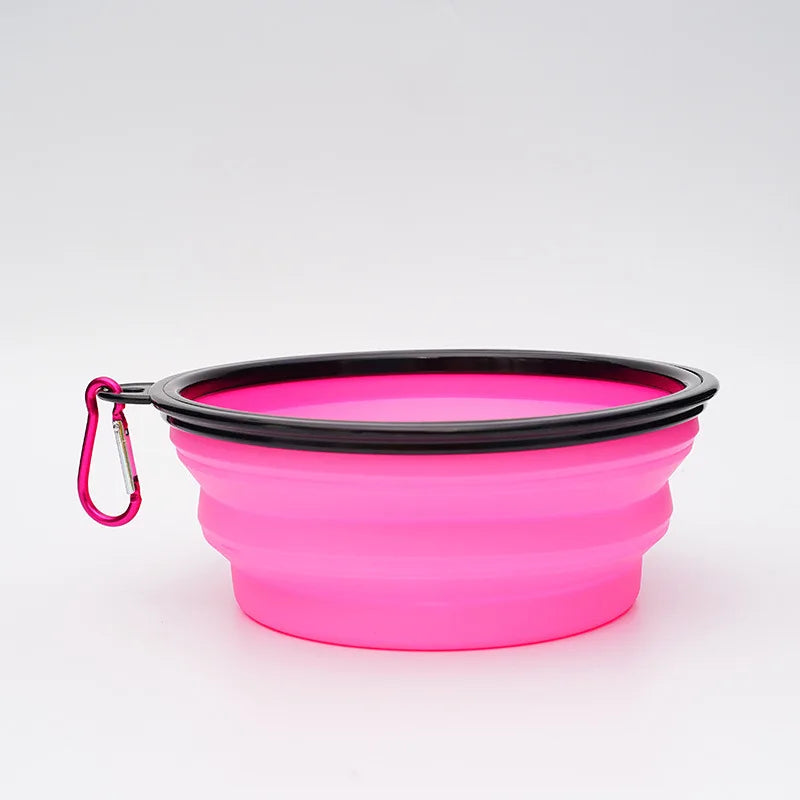Dogs Feed Supplies Folding Silicone Bowl Portable Puppy Water Container with Carabiner Folding Cats Bowl Travel Pets Accessories