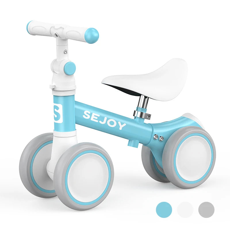 Sejoy Baby Balance Bike, Toddler Baby Bicycle with 4 Wheels for 10-36 Months, Adjustable Handlebar Baby Outdoor Bike Riding Toy