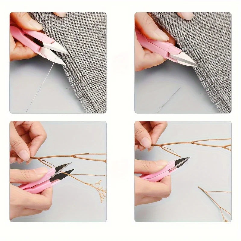 2-piece set - U-shaped scissors with safety handle - durable plastic thread and embroidery scissors for precise cutting, ideal V