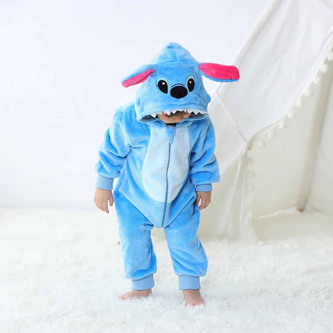 Baby Kigurumi Stitch Cartoon Romper Infant Kids Animal Jumpsuit Toddler Clothes Bodysuits Girls Boys Cosplay Pyjamas Costumes
