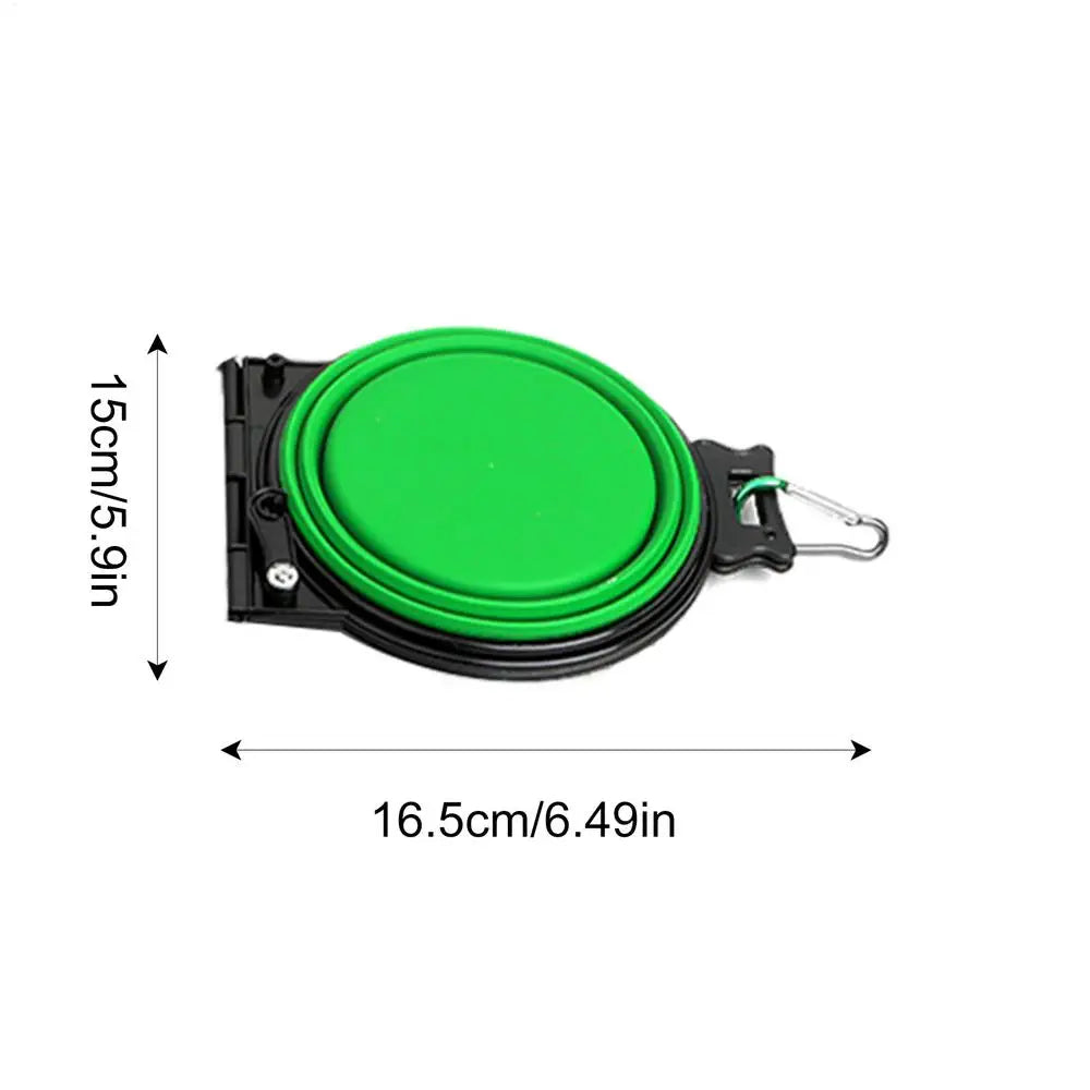 Foldable Double Dog Bowl Travel Water Food Bowl for Dogs Slow Pet Food Water Feeder with Lock Clips for Walking Hiking Camping