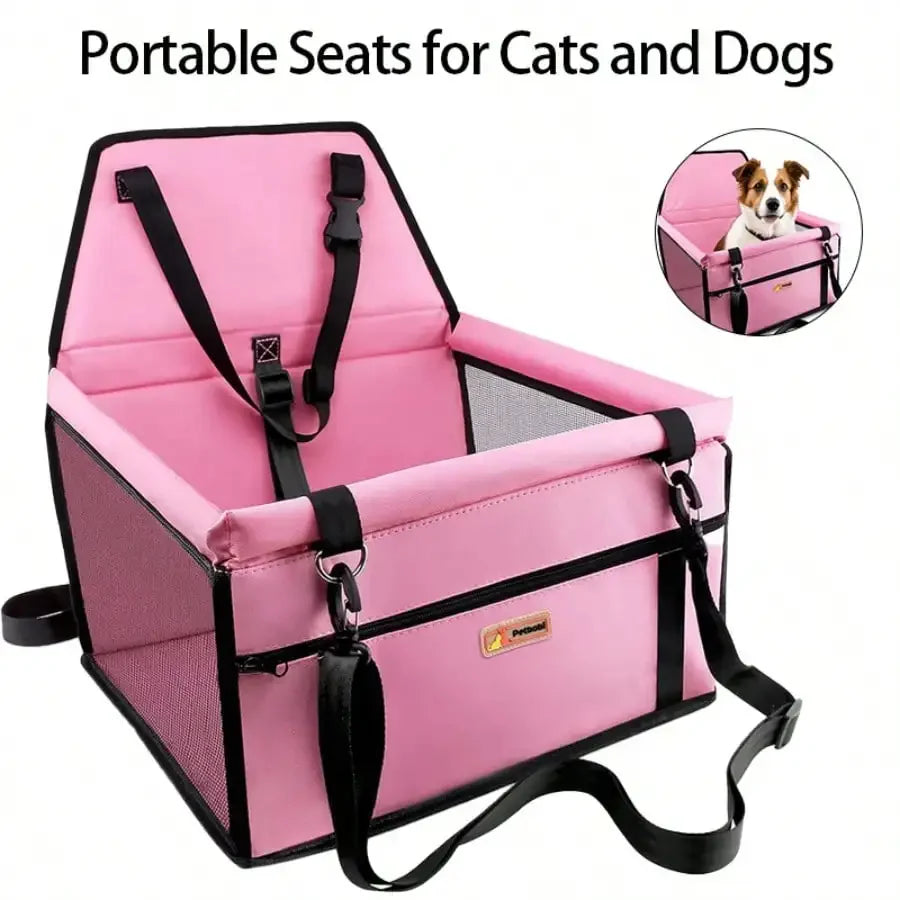Small Dogs Cats Portable Foldable Pet Car Seat Carrier Durable Polyester Mesh Window Easy to Disassemble Travel Safety Pet Car