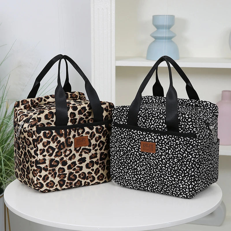 Thickened Nylon Fabric Lunch Bag with Aluminum Foil Inner Large Capacity Portable Lunch Box Storage Bag for Work Picnic Scho