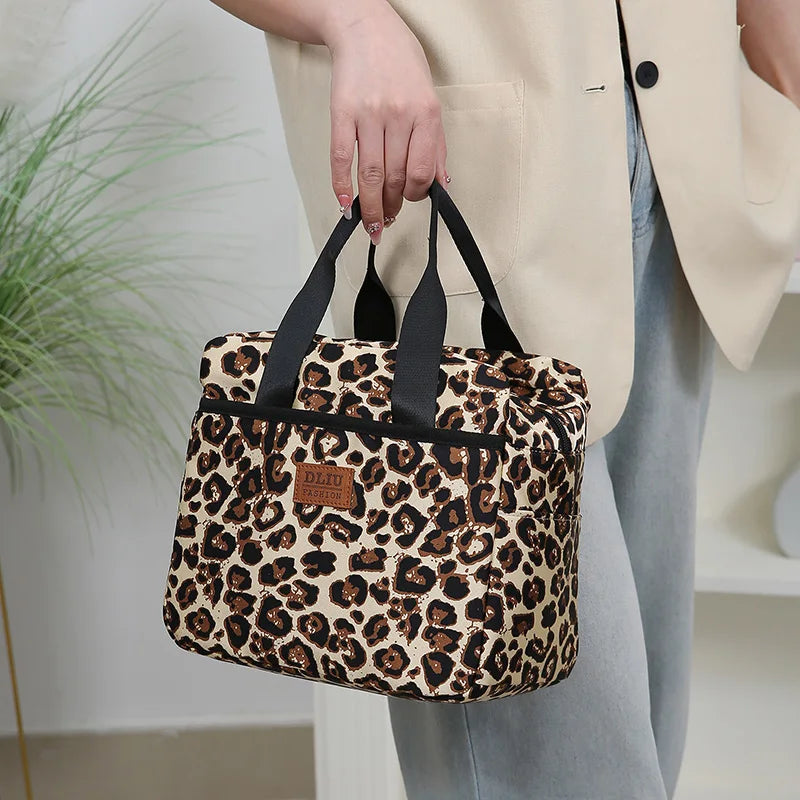 Thickened Nylon Fabric Lunch Bag with Aluminum Foil Inner Large Capacity Portable Lunch Box Storage Bag for Work Picnic Scho