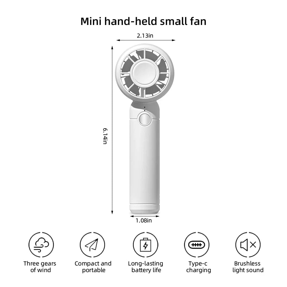 2025 USB Rechargeable Mini Fan  Portable Handheld Cooling Fan for Office & Travel