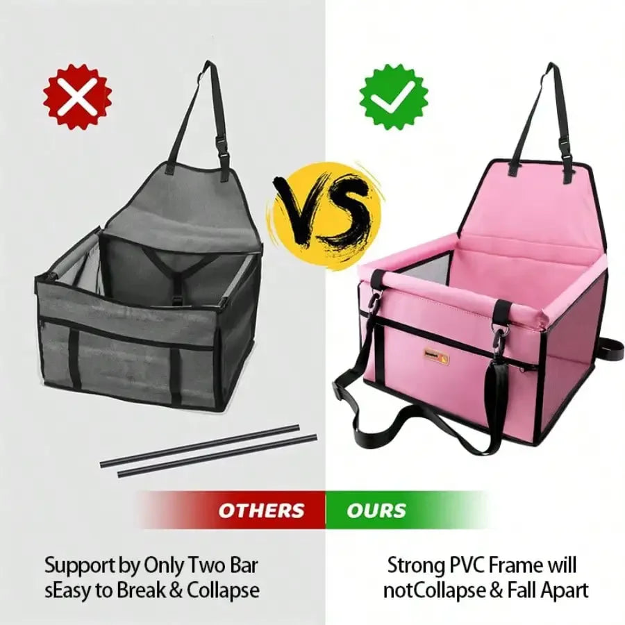 Small Dogs Cats Portable Foldable Pet Car Seat Carrier Durable Polyester Mesh Window Easy to Disassemble Travel Safety Pet Car