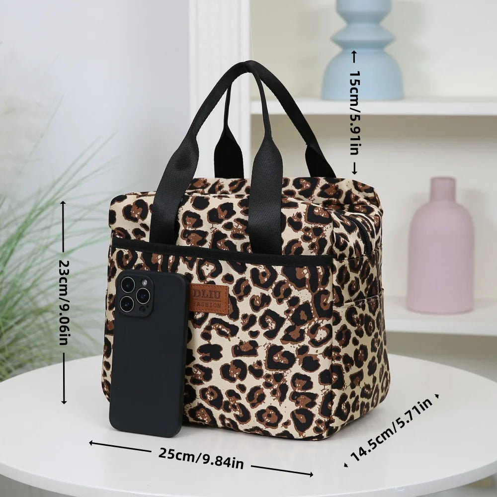 Thickened Nylon Fabric Lunch Bag with Aluminum Foil Inner Large Capacity Portable Lunch Box Storage Bag for Work Picnic Scho