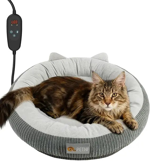 Cat Bed Indoor Pets – Adjustable Temperature 86-131℉ Heating Pad with Timer, Chew Resistant 87 Inch Cord, Washable Co