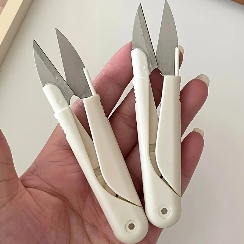 2-piece set - U-shaped scissors with safety handle - durable plastic thread and embroidery scissors for precise cutting, ideal V