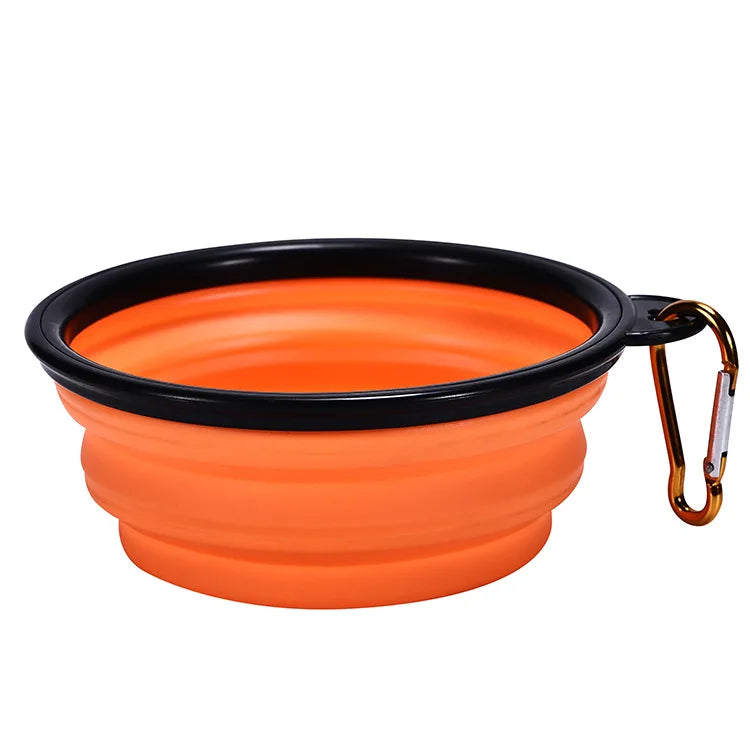 Dogs Feed Supplies Folding Silicone Bowl Portable Puppy Water Container with Carabiner Folding Cats Bowl Travel Pets Accessories
