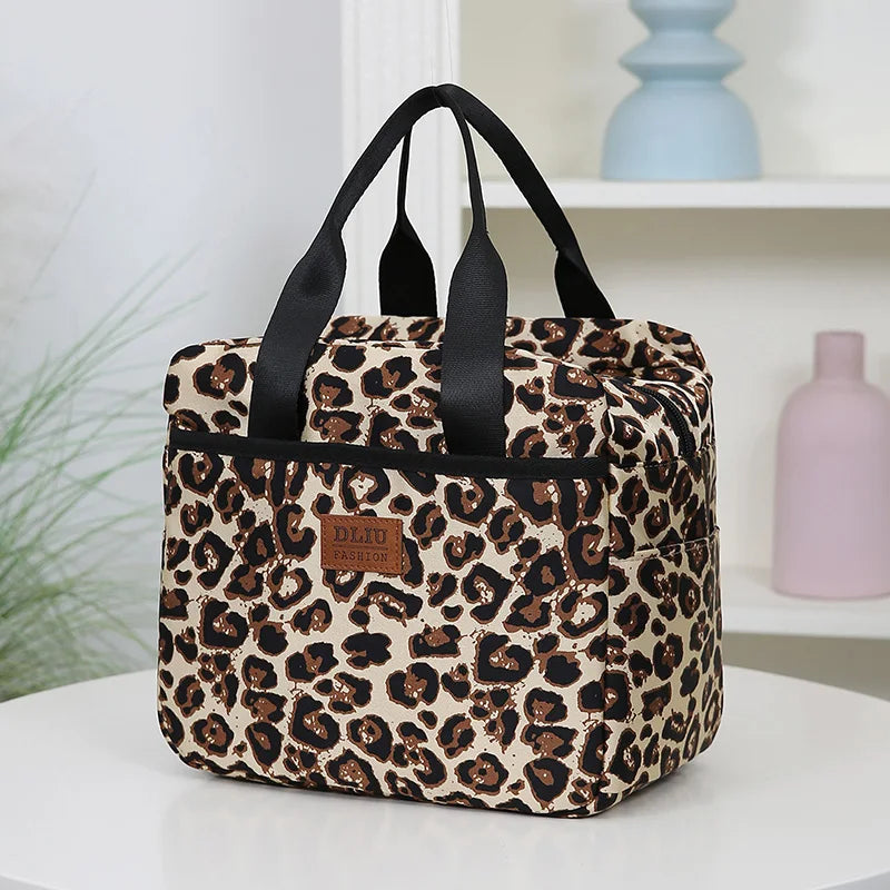 Thickened Nylon Fabric Lunch Bag with Aluminum Foil Inner Large Capacity Portable Lunch Box Storage Bag for Work Picnic Scho