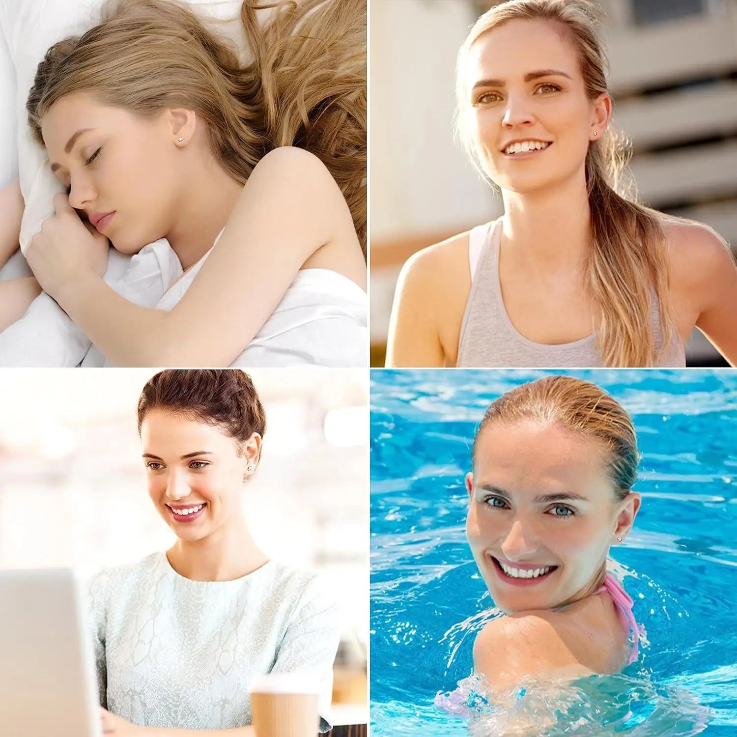 24Pairs Surgical Steel Screw Back Earrings Stud for Women Cartilage Stud Opal CZ Flat  Earrings Set Piercing Jewelry 20G