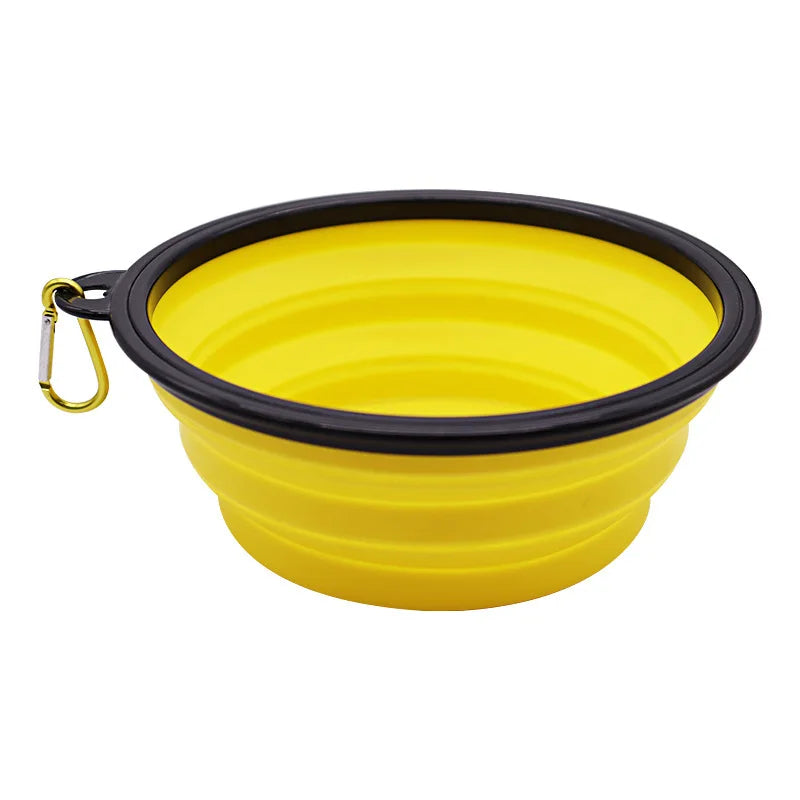 Dogs Feed Supplies Folding Silicone Bowl Portable Puppy Water Container with Carabiner Folding Cats Bowl Travel Pets Accessories