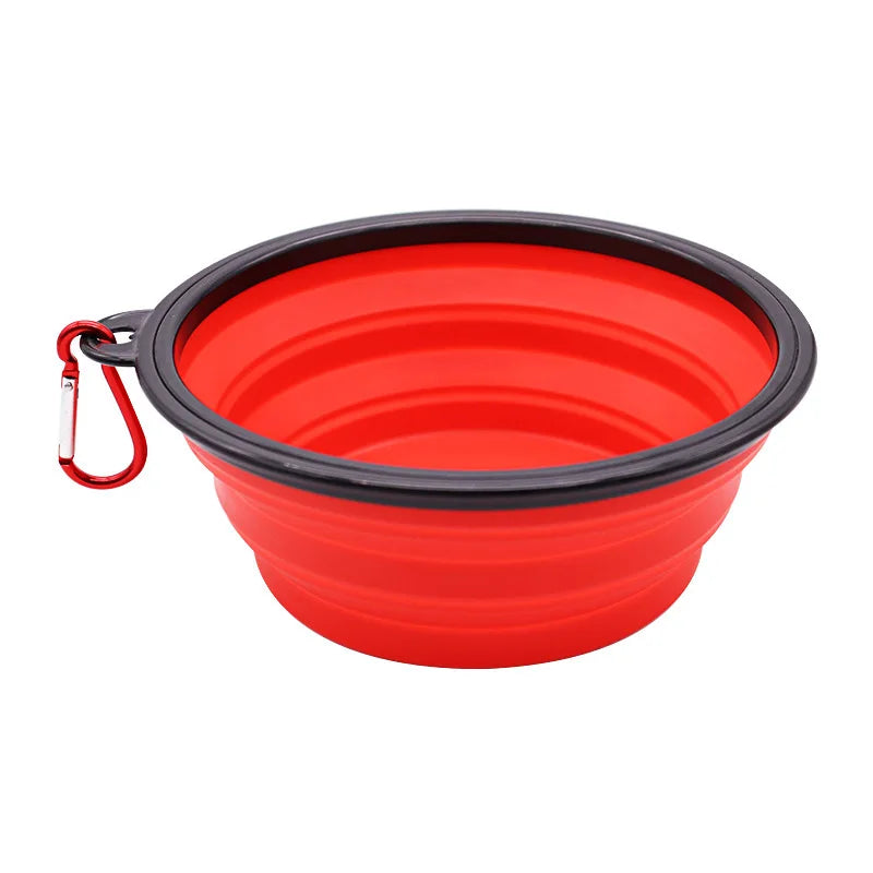 Dogs Feed Supplies Folding Silicone Bowl Portable Puppy Water Container with Carabiner Folding Cats Bowl Travel Pets Accessories