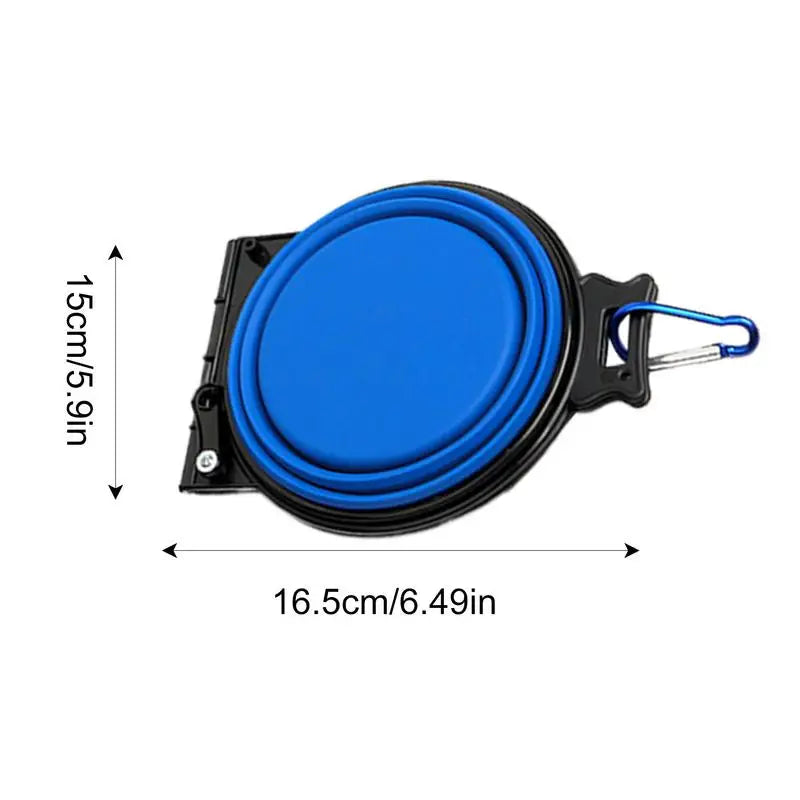 Foldable Double Dog Bowl Travel Water Food Bowl for Dogs Slow Pet Food Water Feeder with Lock Clips for Walking Hiking Camping