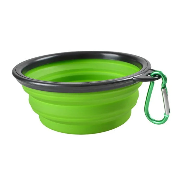 Dogs Feed Supplies Folding Silicone Bowl Portable Puppy Water Container with Carabiner Folding Cats Bowl Travel Pets Accessories