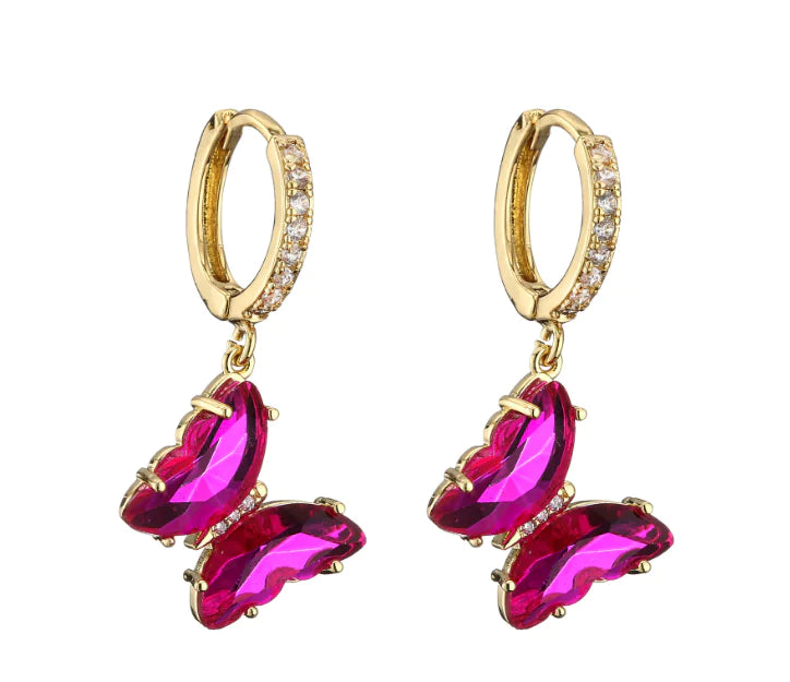 Sweet Fresh Style Butterfly Earrings with Diamonds