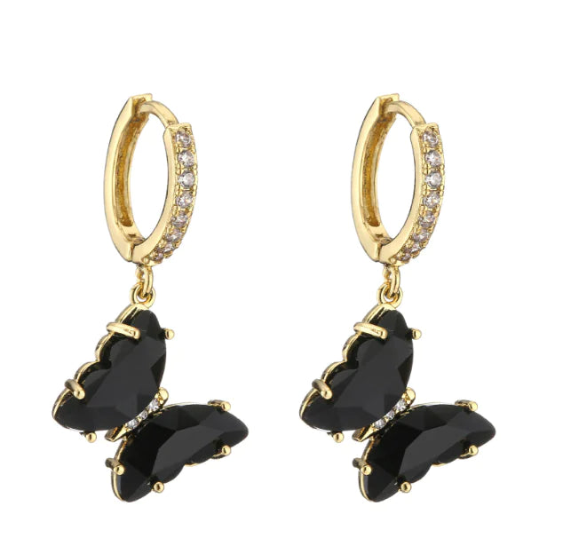 Sweet Fresh Style Butterfly Earrings with Diamonds