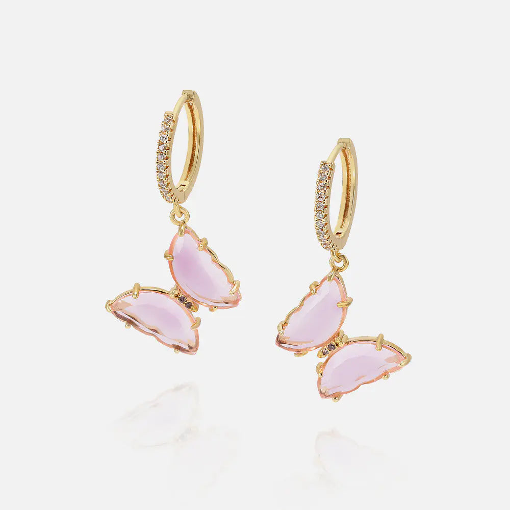 Sweet Fresh Style Butterfly Earrings with Diamonds