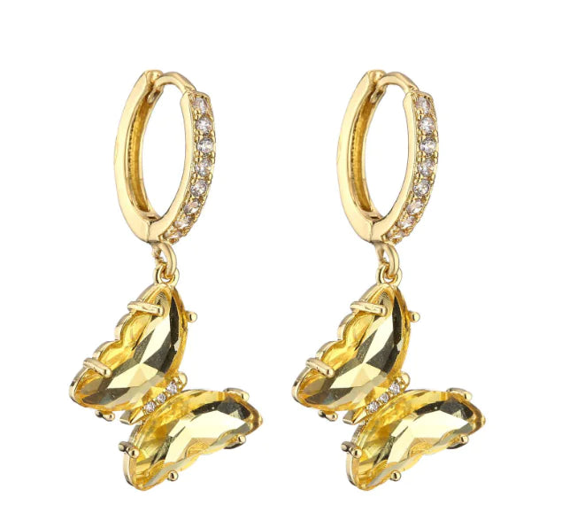 Sweet Fresh Style Butterfly Earrings with Diamonds